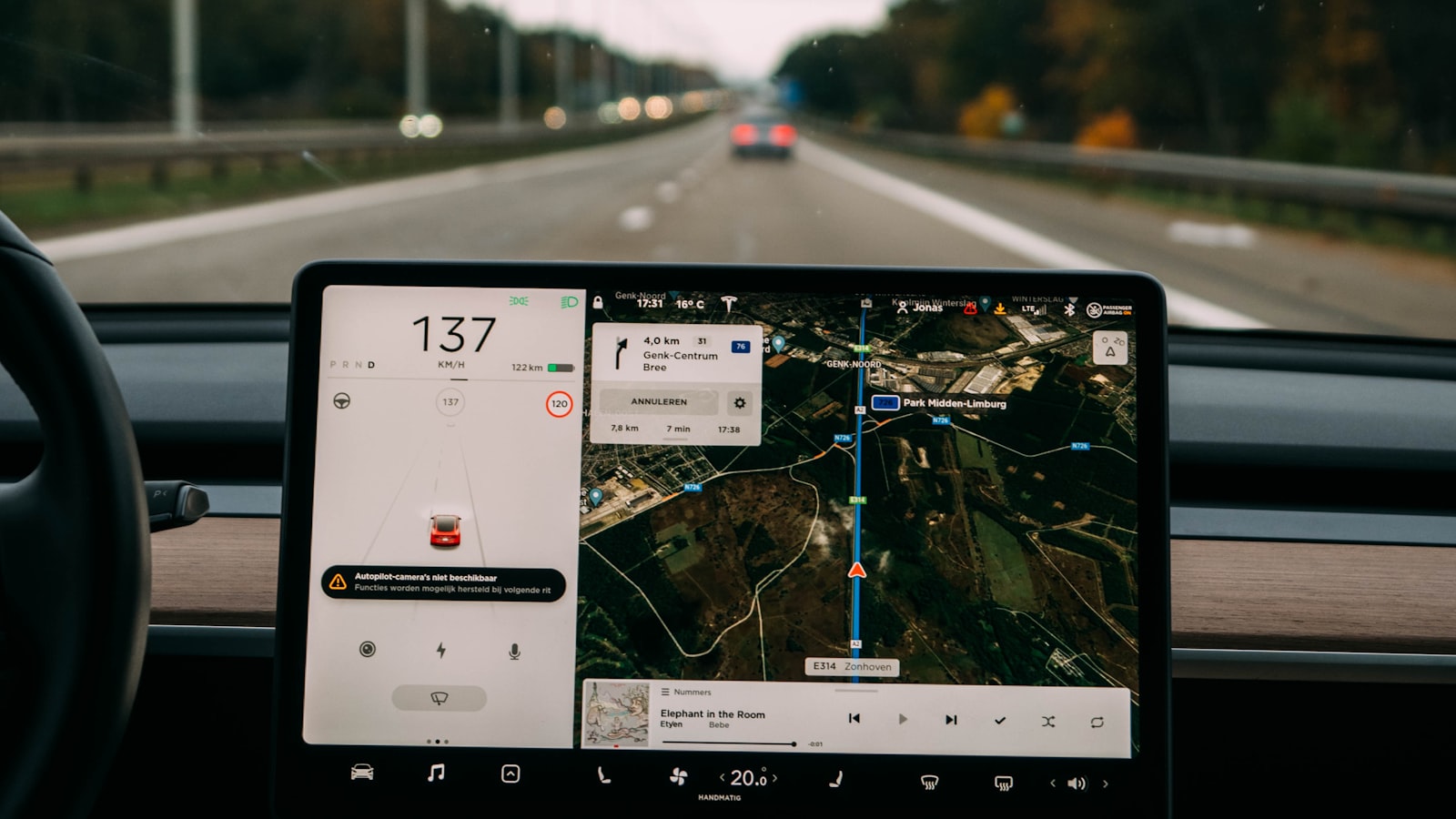 In-car navigation and live map display — representing GPS tracking for a rental car fleet
